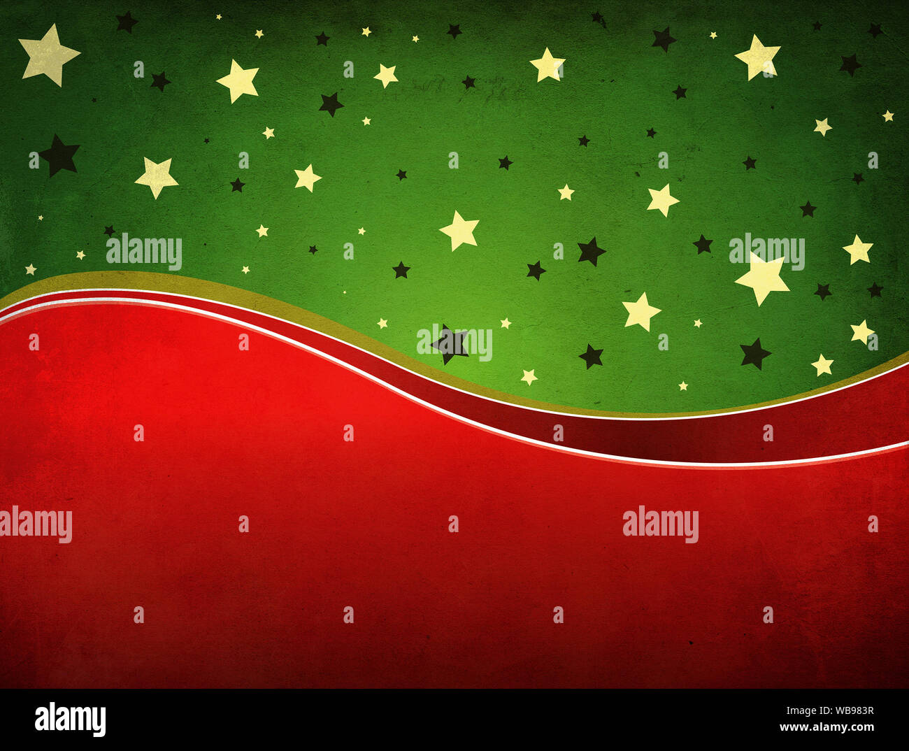 Grunge illustration of Christmas background with green and red ribbons ...