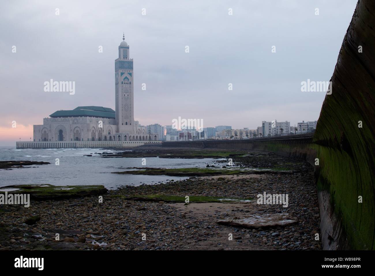 The most famous and impressive building in Casablanca - Mosque Hassan-II. Stock Photo