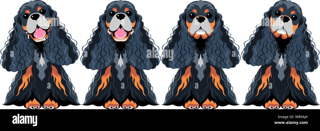 set dog icon flat design Stock Vector