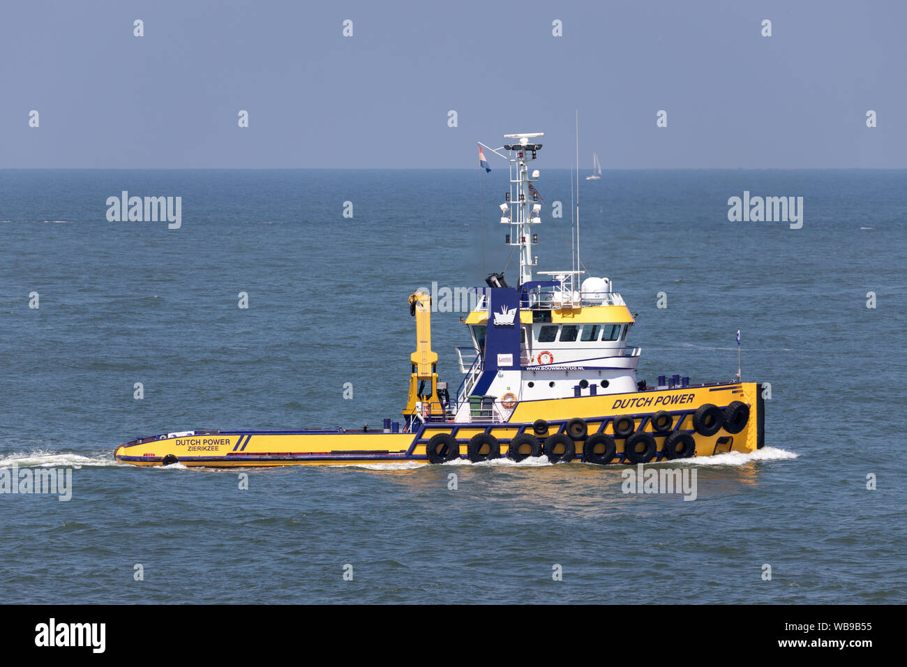 shallow draft anchor handling tug DUTCH POWER inbound Rotterdam Stock Photo