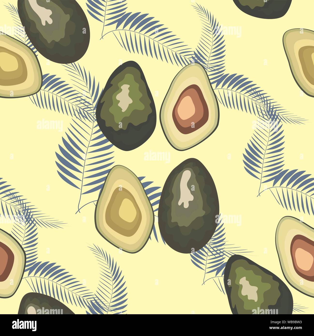 Tropical seamless pattern with avocado and leaves. Pattern for kitchen ...