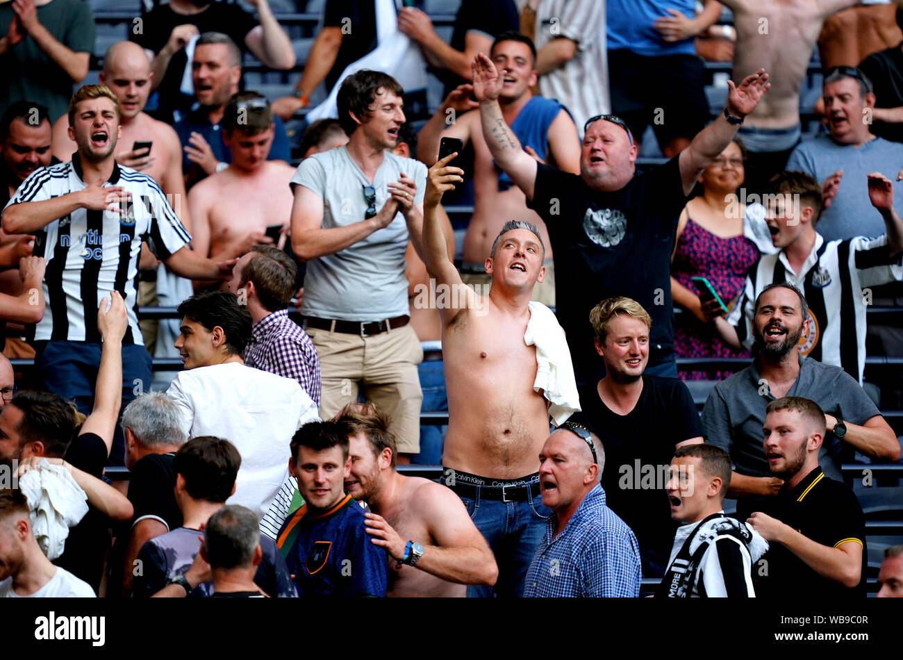Newcastle United Fans Celebrate The Result At The End Of The Premier League Match At Tottenham Hotspur Stadium London Stock Photo Alamy