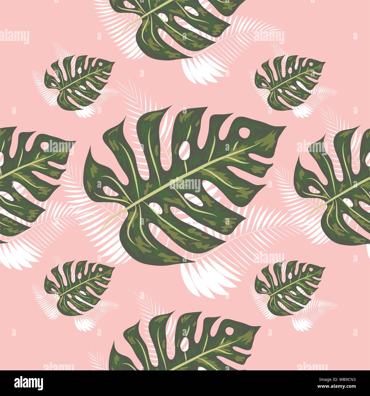Tropical palm leaves, jungle leaf seamless floral pattern background ...