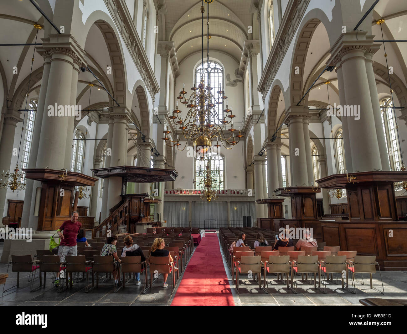 Amsterdam, Netherlands - July 18, 2018: Interior of the Westerkirk in Amsterdam. The Westerkirk is one of the most prominent churches in all of Amster Stock Photo