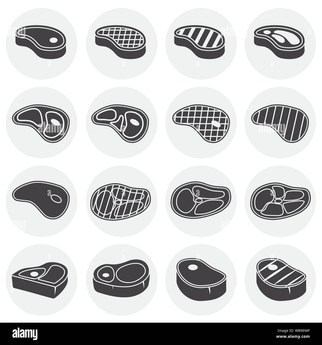 Steak related icons set on background for graphic and web design ...