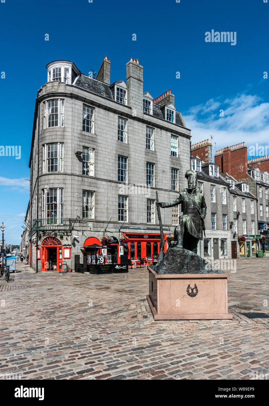 The Gordon Highlanders regiment statue at Mercat Square at Castle Street in Aberdeen Scotland UK Stock Photo