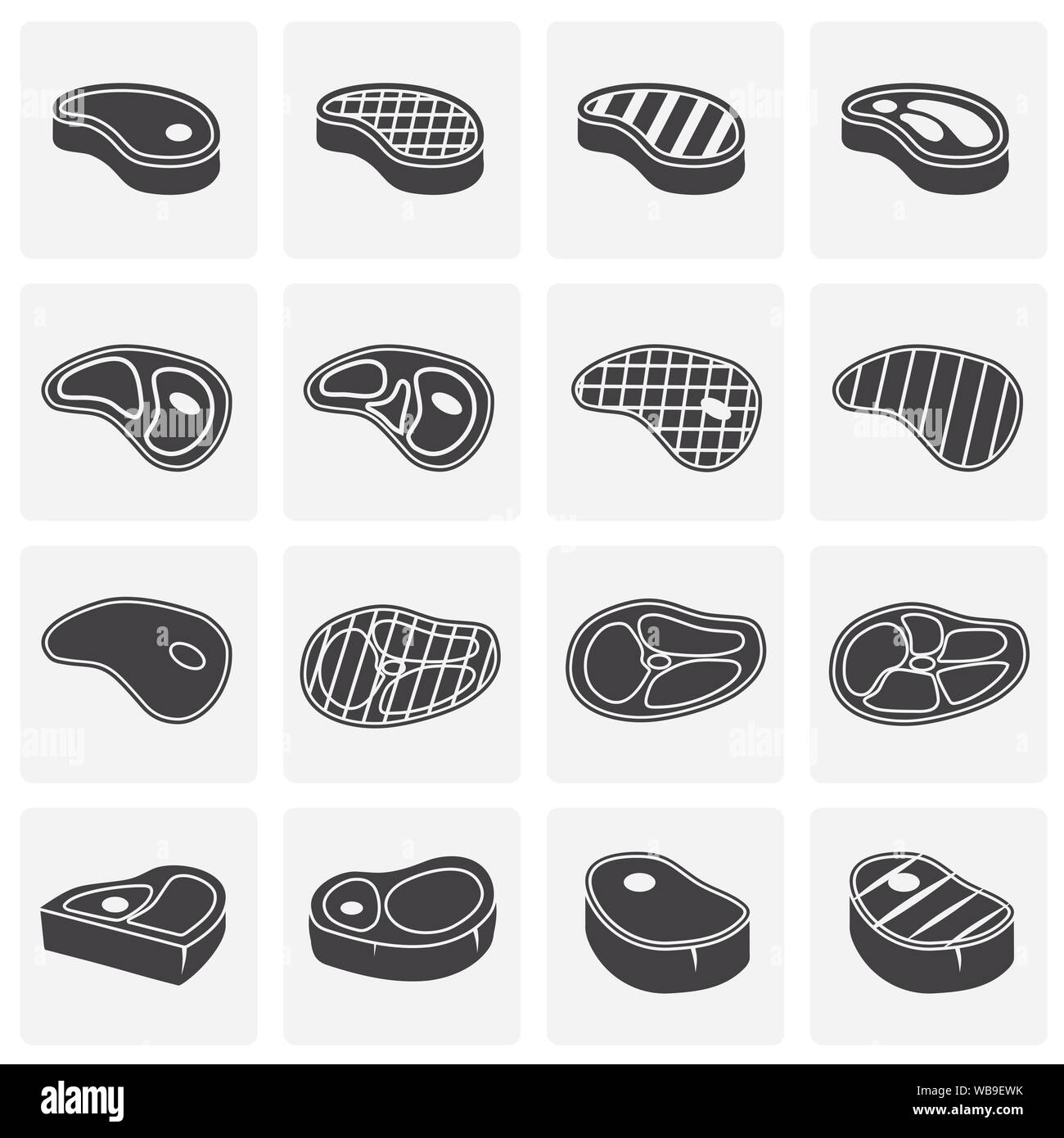 Steak related icons set on background for graphic and web design ...