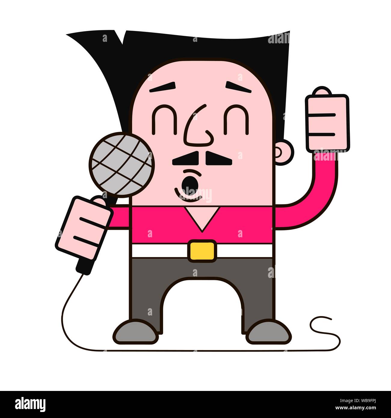 Singer With Microphone In Hands Vector Illustration On White Background Stock Vector