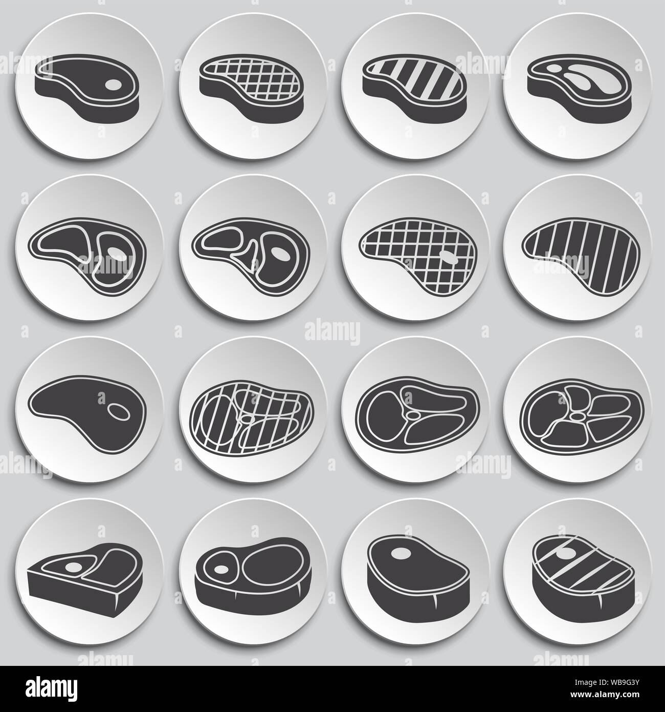Steak related icons set on background for graphic and web design ...