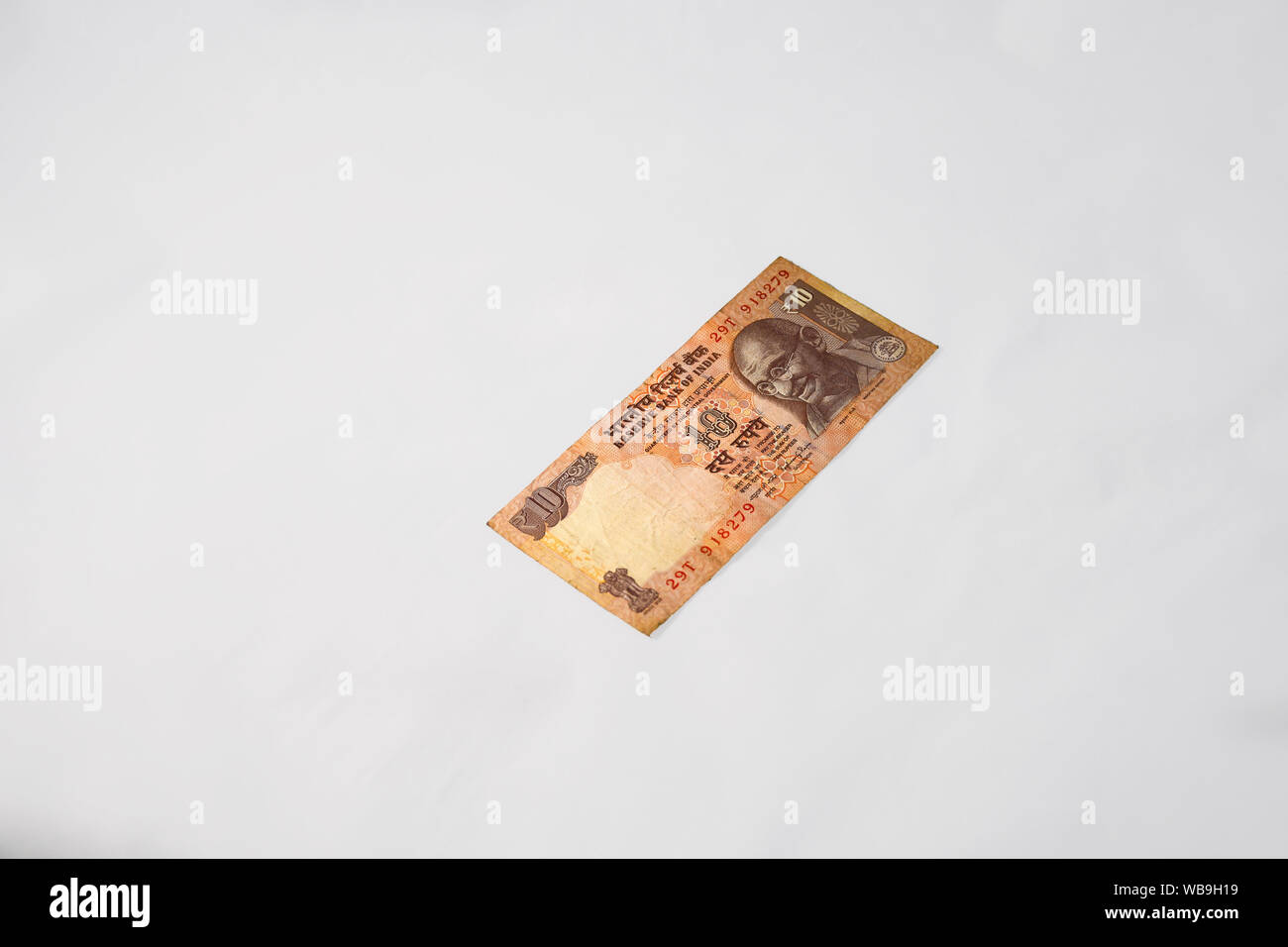 Old Indian Ten Rupee Currency Note Stock Photo