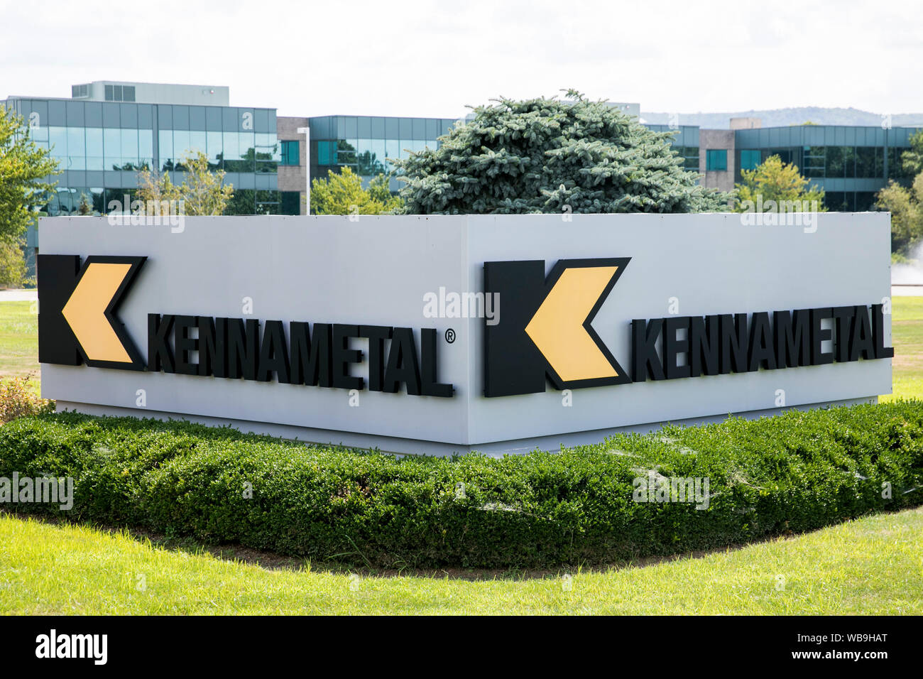 A logo sign outside of the headquarters of Kennametal in Latrobe, Pennsylvania on August 8, 2019. Stock Photo