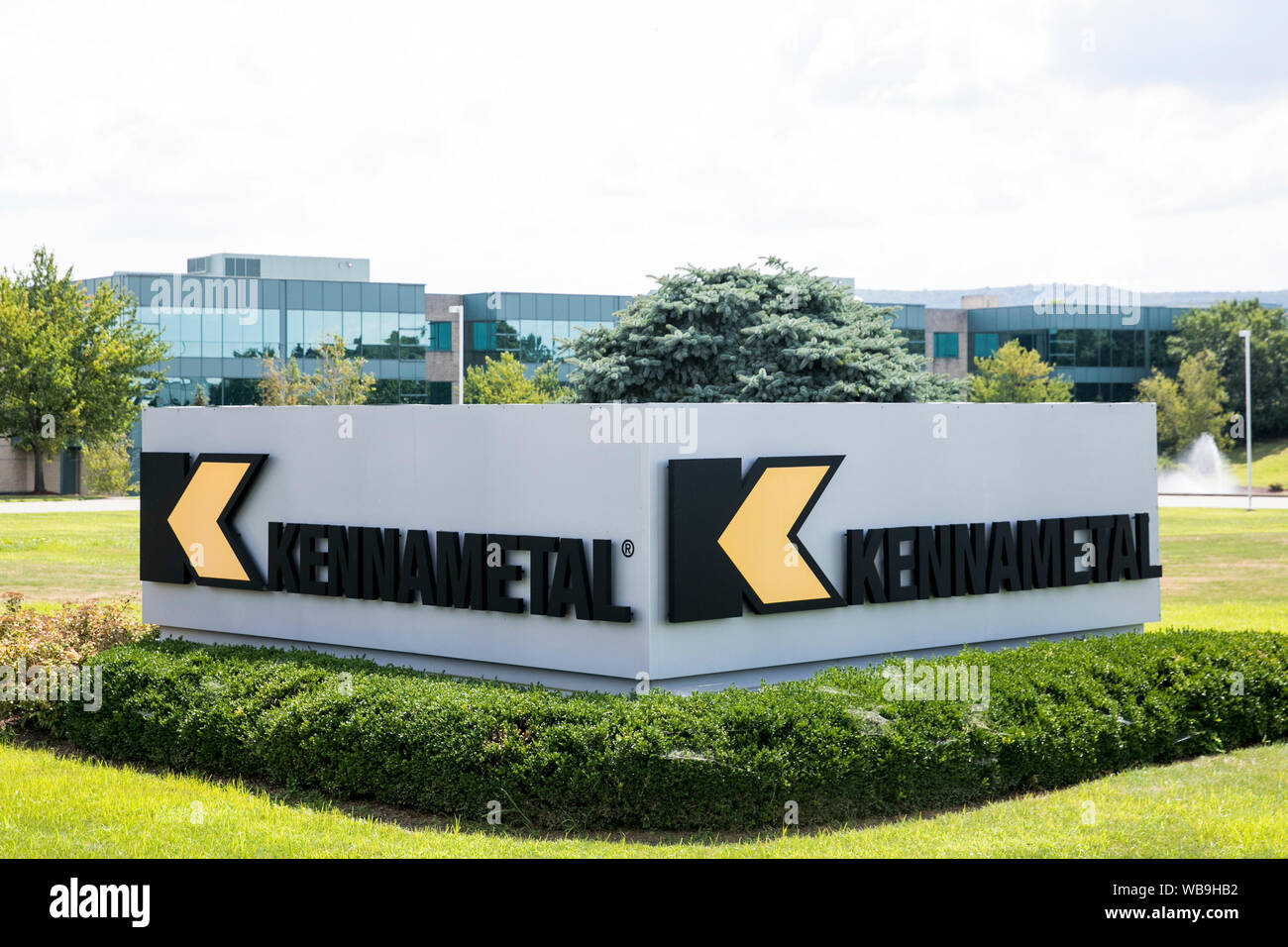 A logo sign outside of the headquarters of Kennametal in Latrobe, Pennsylvania on August 8, 2019. Stock Photo