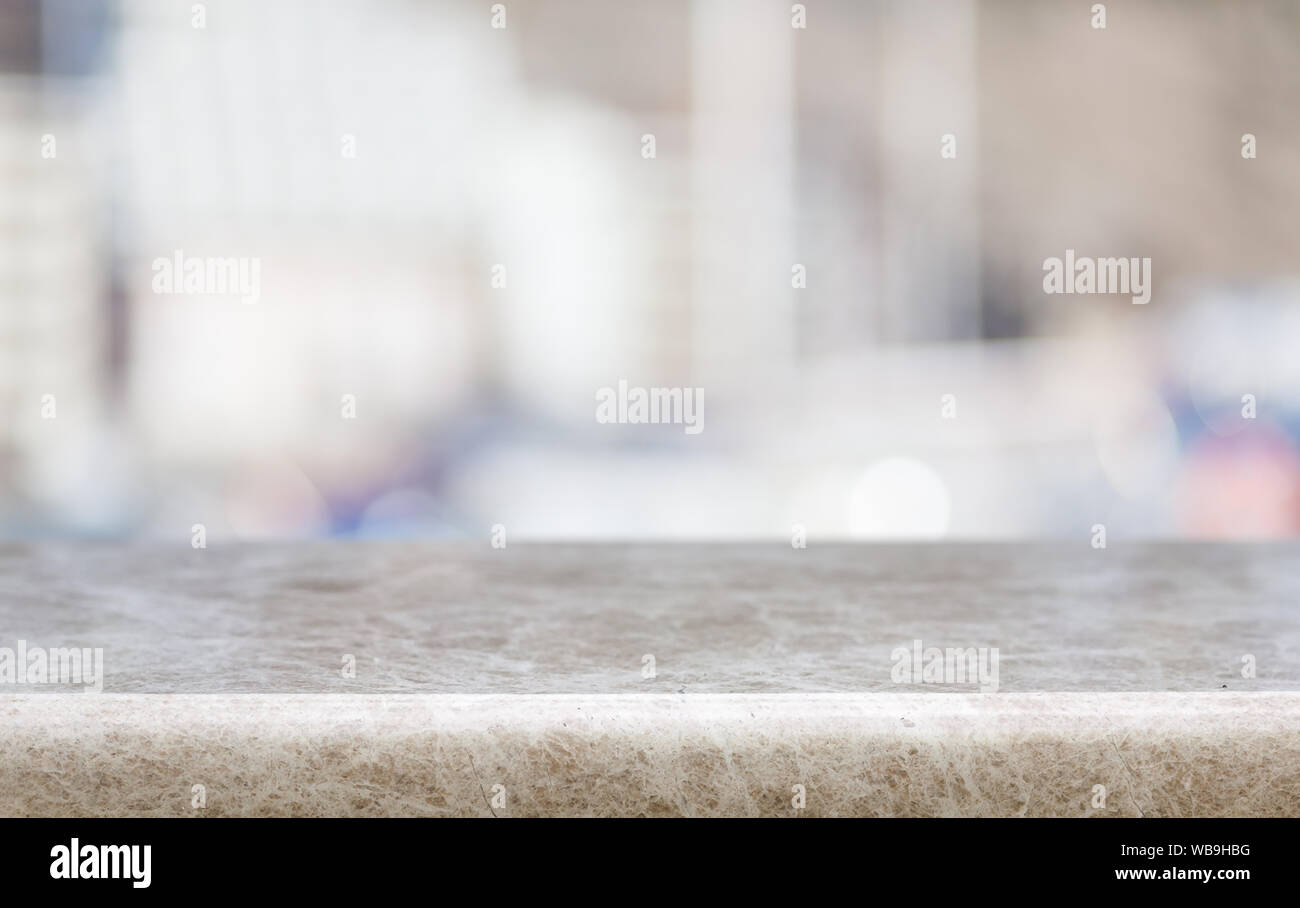Abstract blur bokeh background with wooden desk Stock Photo - Alamy