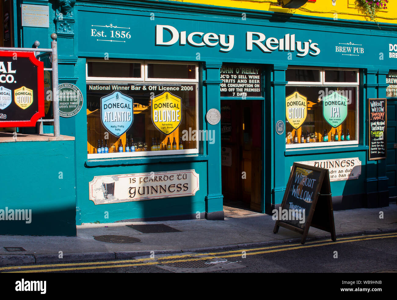 21 August 2019 The outside of Dicey Reilly's Pub in Bundoran Town in County Donegal Ireland Stock Photo