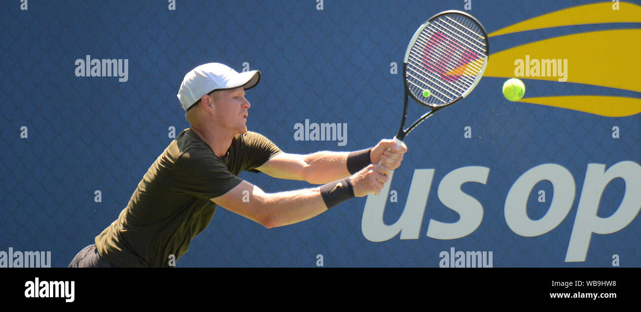 New York, USA. 25th Aug, 2019. New York Flushing Meadows US Open 2019 25/08/19 Practice Day 2 Kyle Edmund (GBR) practices today Photo Anne Parker International Sports Fotos Ltd/Alamy Live News Stock Photo