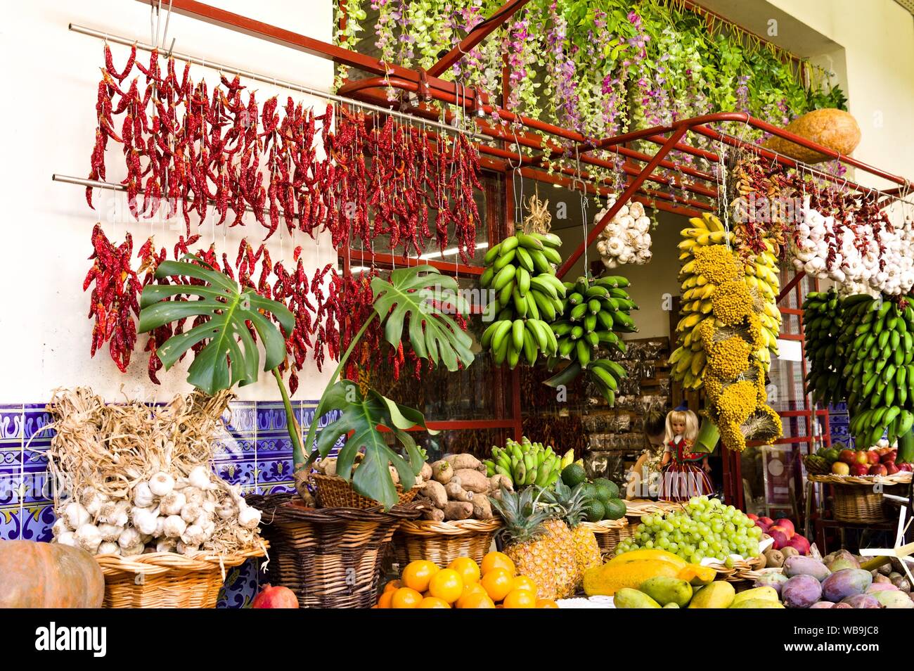 Colored fruits and vegetables in a fruit and vegetable market (Funchal
