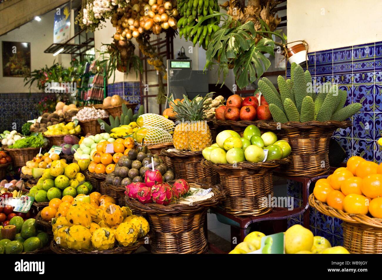 Colored fruits and vegetables in a fruit and vegetable market (Funchal