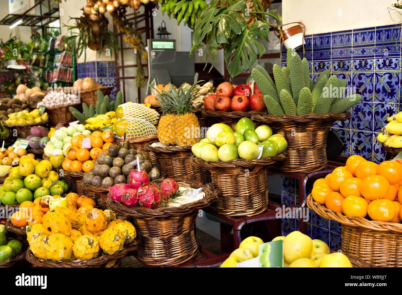 Colored fruits and vegetables in a fruit and vegetable market (Funchal