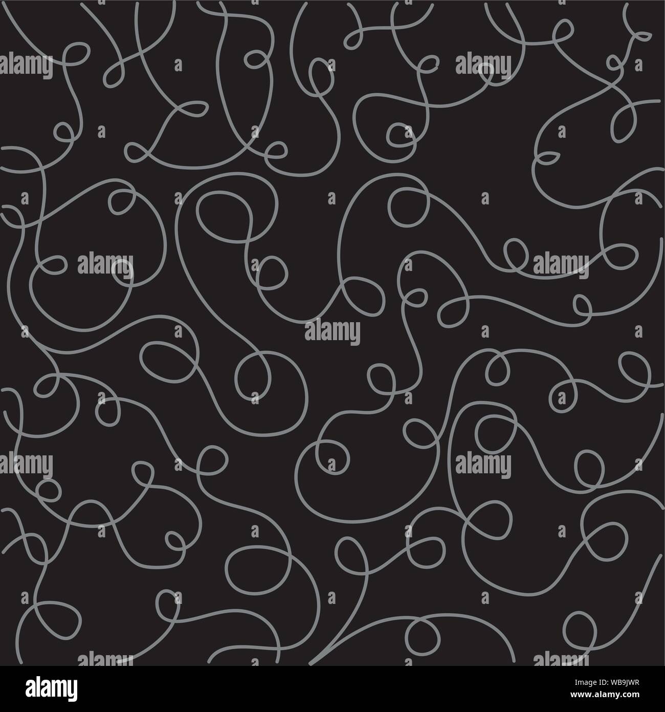Black and white memphis curve pattern Stock Vector