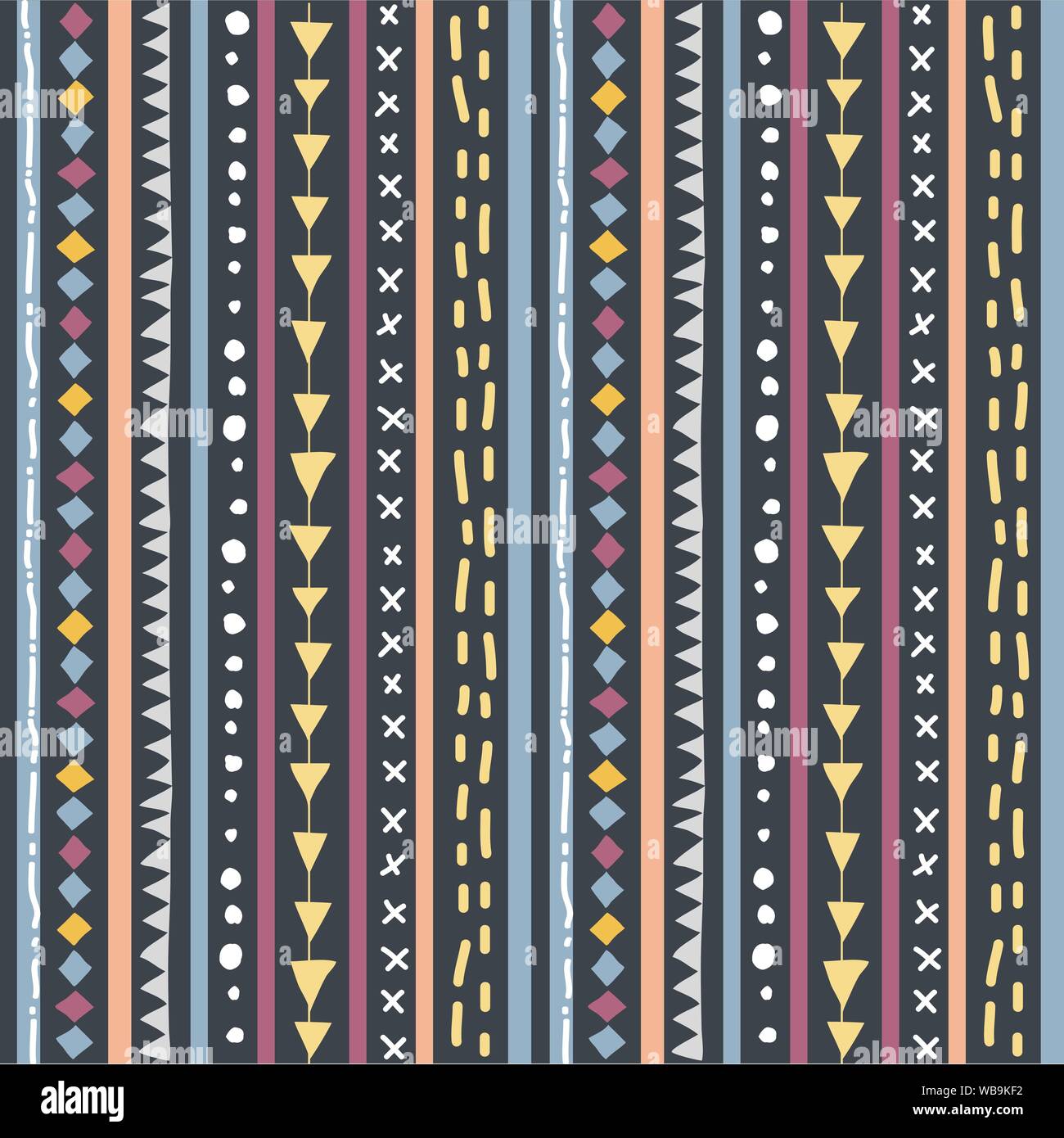 Hand drawn seamless ethnic pattern Stock Vector