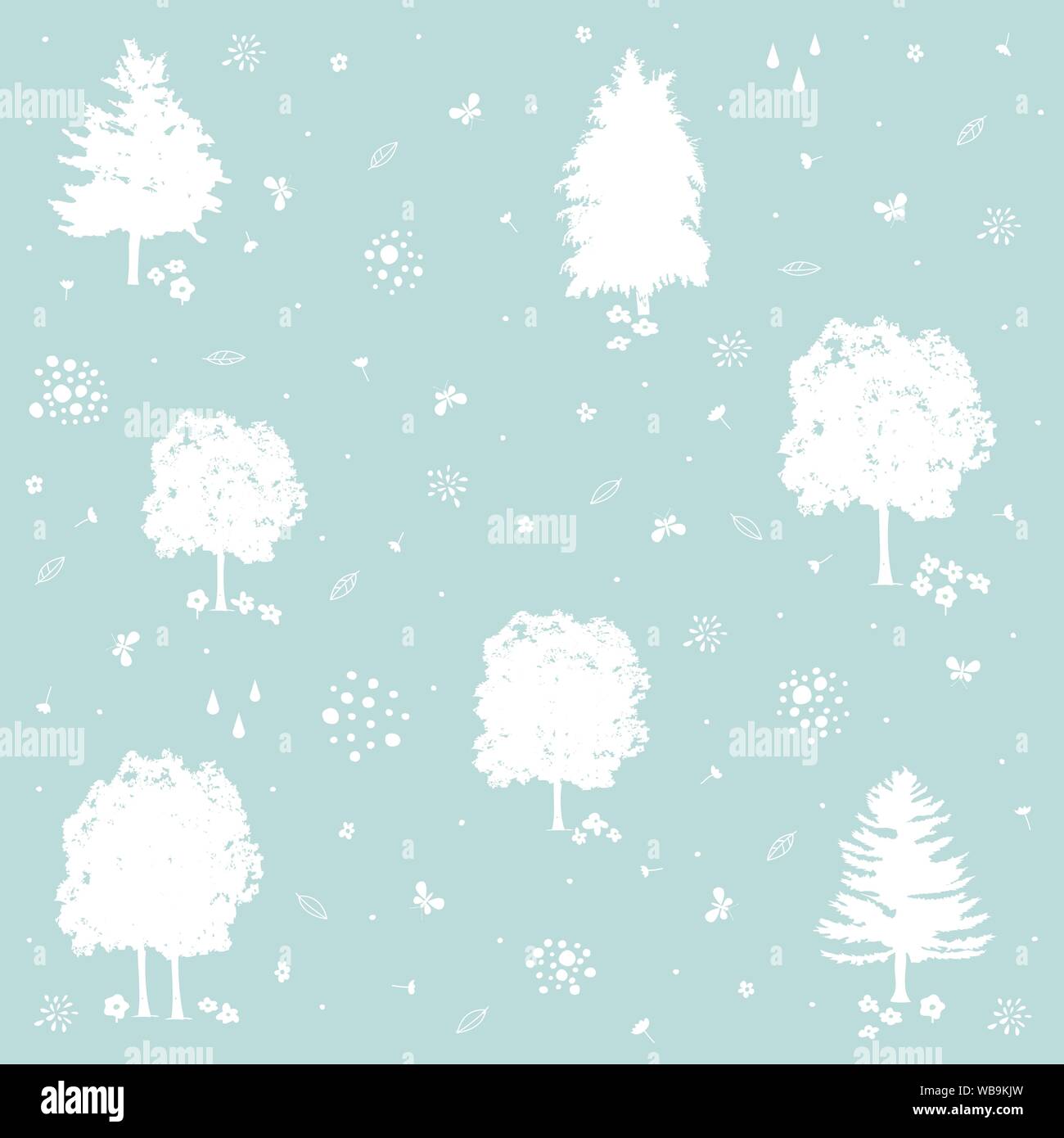 Vector seamless blue color, nature pattern Stock Vector