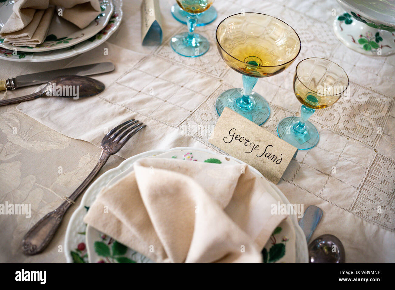 George Sand's table, famous french writer, in her house in Nohant Stock Photo