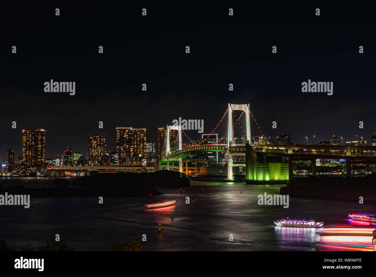 City night view of Odaiba, Tokyo , Rainbow bridge landmark Twilight scene,Japan. Stock Photo