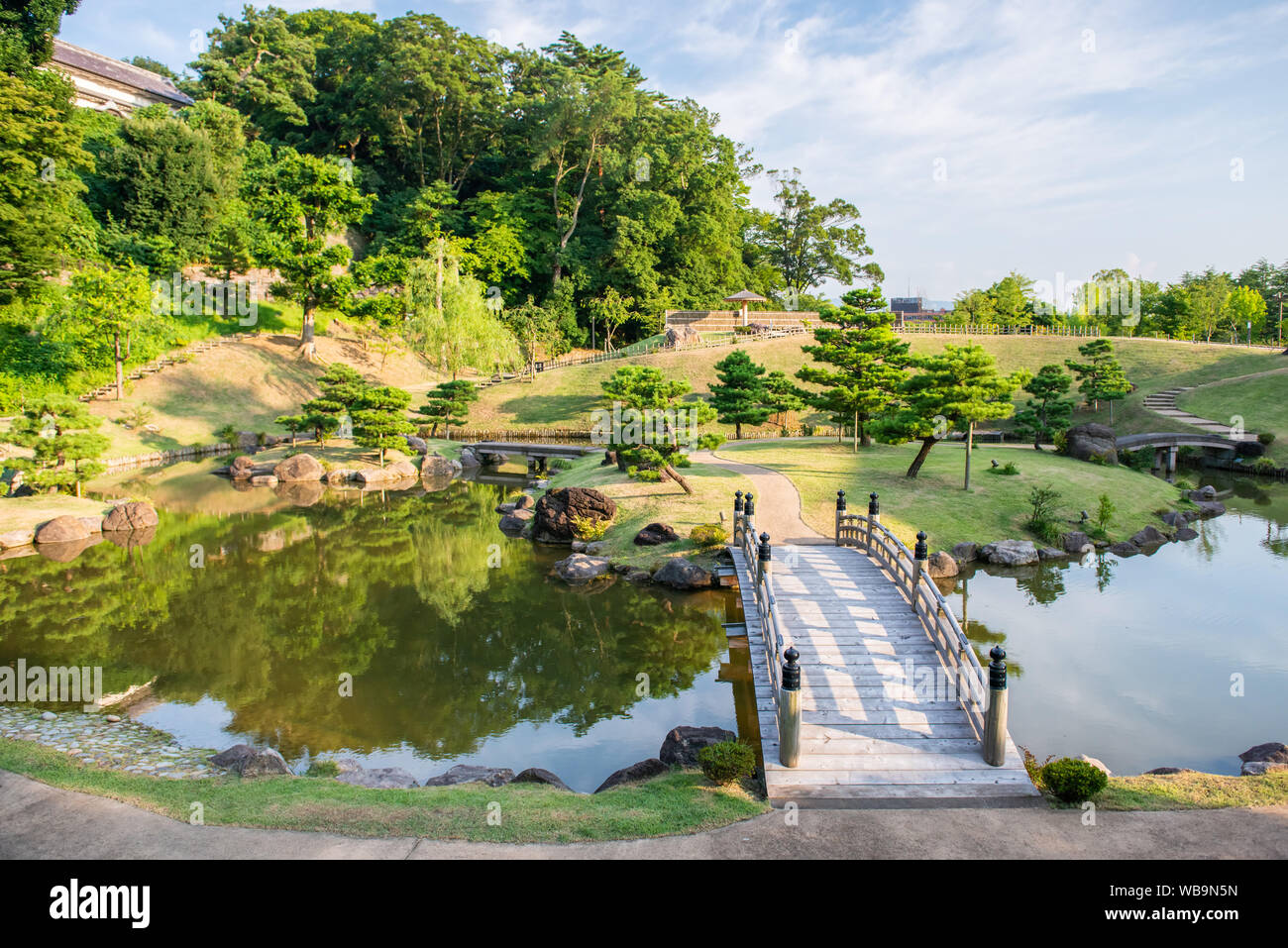 Japanese Garden (Gyokusen Inmaru Garden) at Kanazawa Castle, Ishikawa Prefecture, Japan Stock Photo