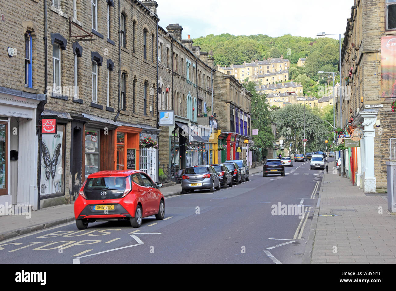 Market Street, Hebden Bridge, looking towards town centre Stock Photo