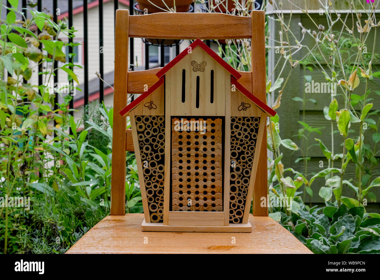 Wasp house, beneficial, Insect hotel, to encourage pollinators Stock Photo