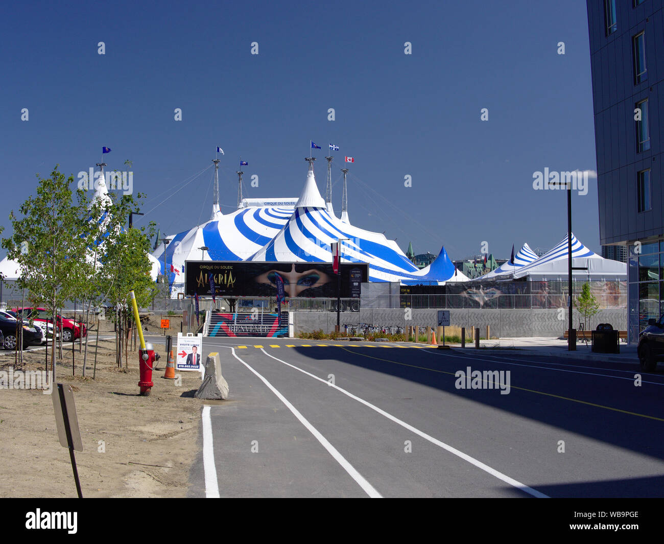 Circus tent / big top with Cirque du Soleil's Alegria playing at the Zibi site, Gatineau, Quebec, Canada. Stock Photo