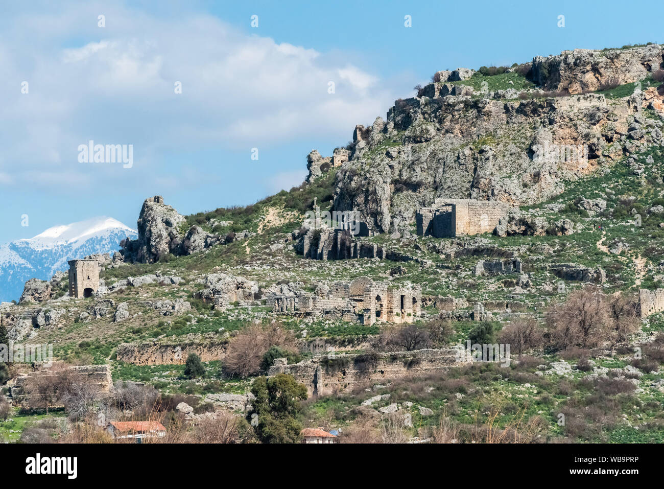 Ruins of Silyon ancient city in Antalya province of Turkey. Stock Photo