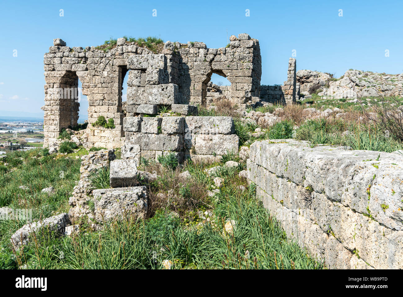 Ruins of Silyon ancient city in Antalya province of Turkey. Stock Photo
