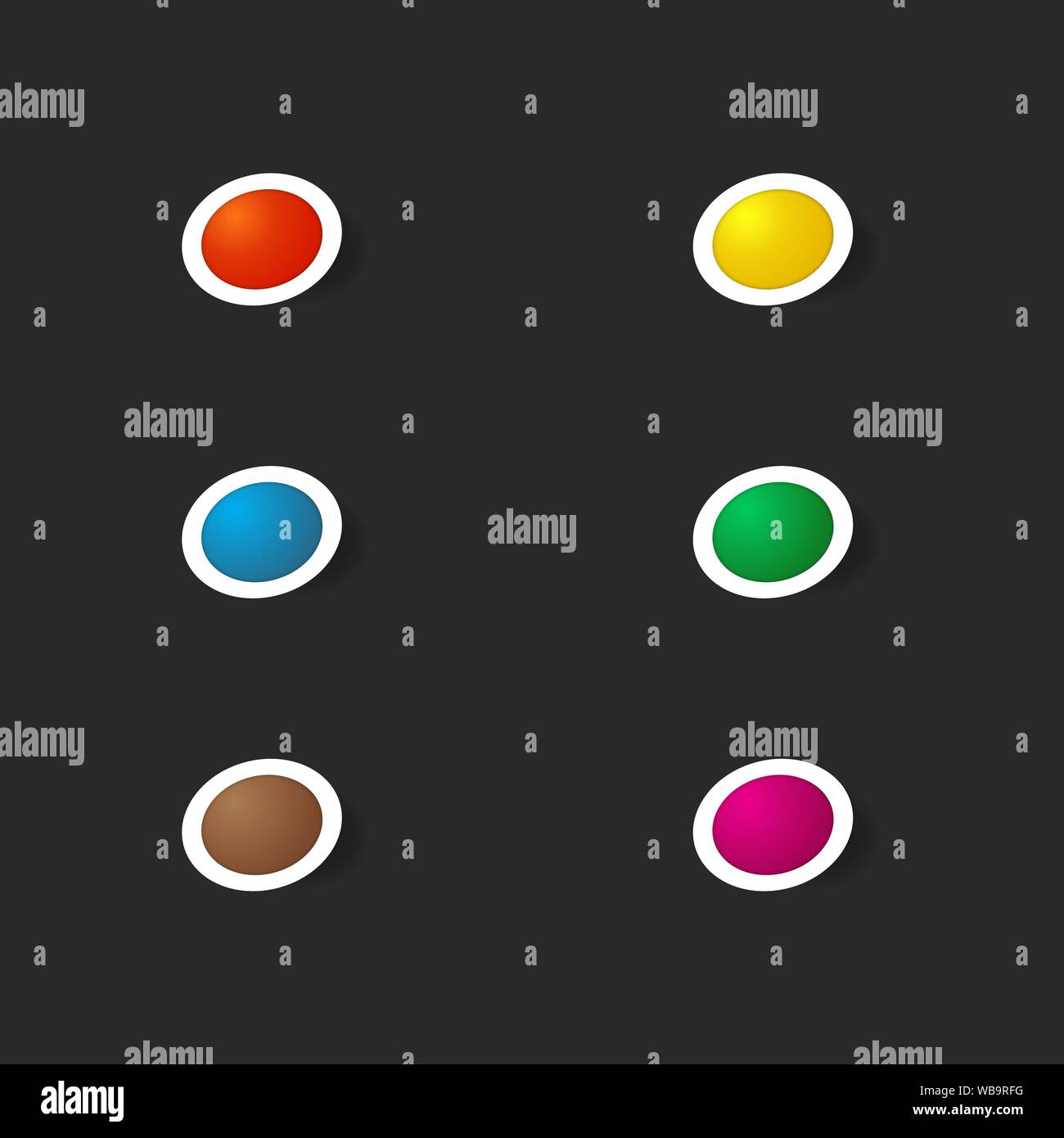 Set of colored buttons for design on a dark background. Vector ...