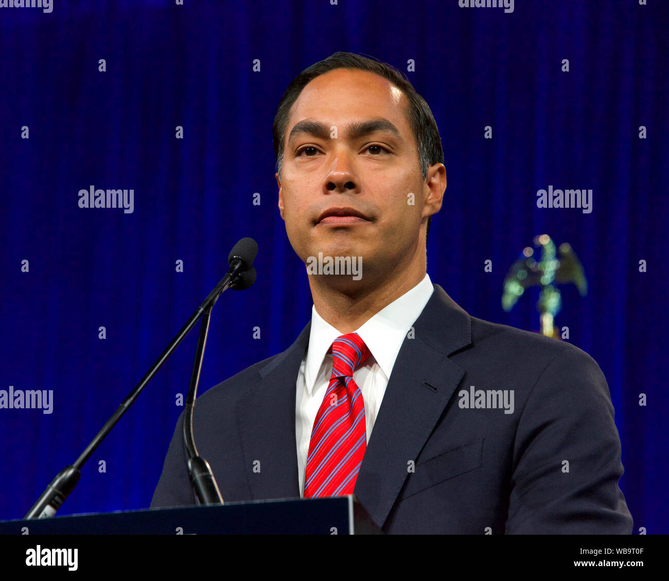 San Francisco, CA - August 23, 2019: Presidential candidate Julian Castro speaking at the Democratic National Convention summer session in San Francis Stock Photo