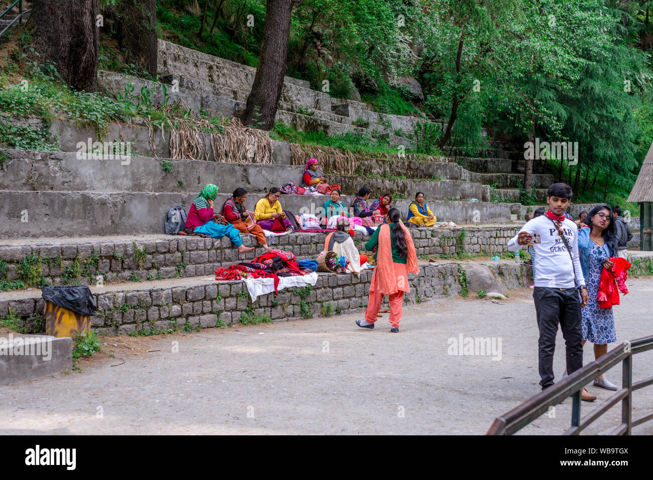 Manali, Himachal Pradesh, India - May 07, 2019 : Photo of Tourist enjoying in van vihar national park in himalayas Stock Photo