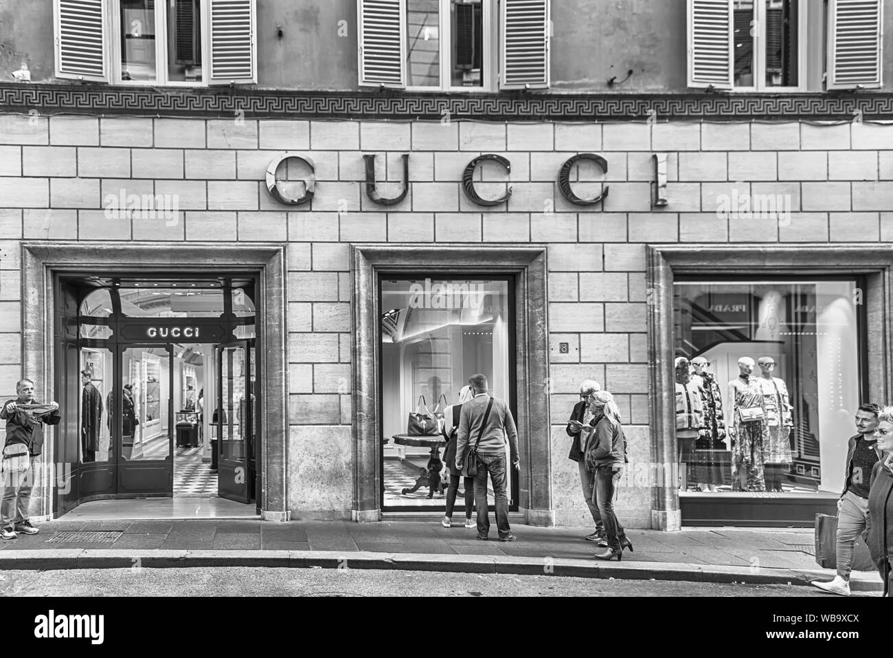 Gucci store Black and White Stock Photos & Images - Alamy