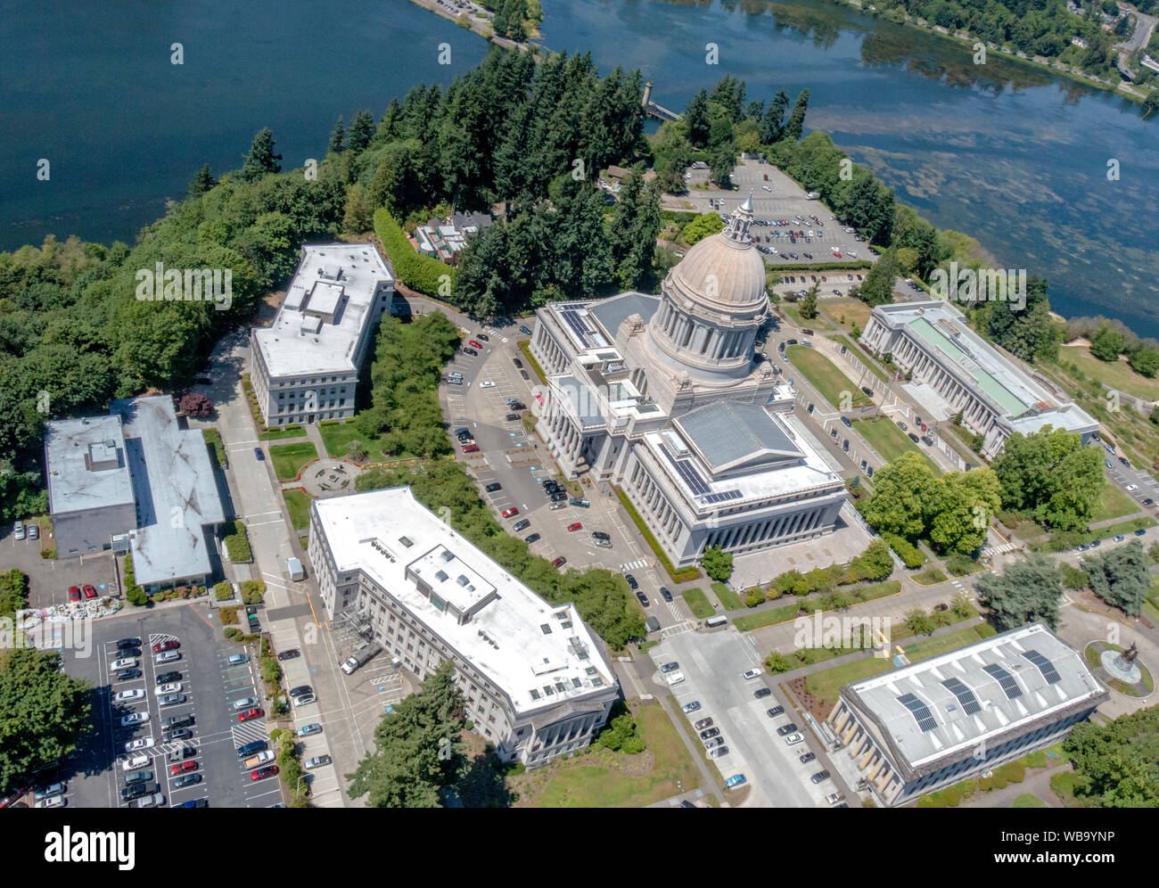 Aerial view of Washington State Capitol building and complex with