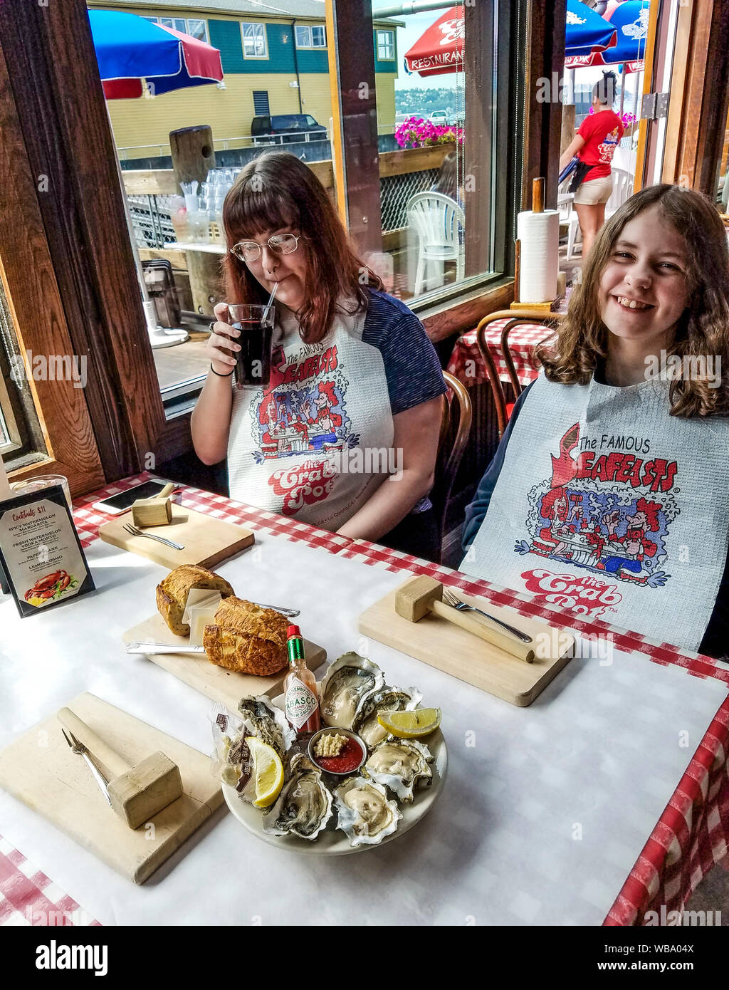 Raw oysters on the half shell. Appetizer at Seattle's Crab Pot