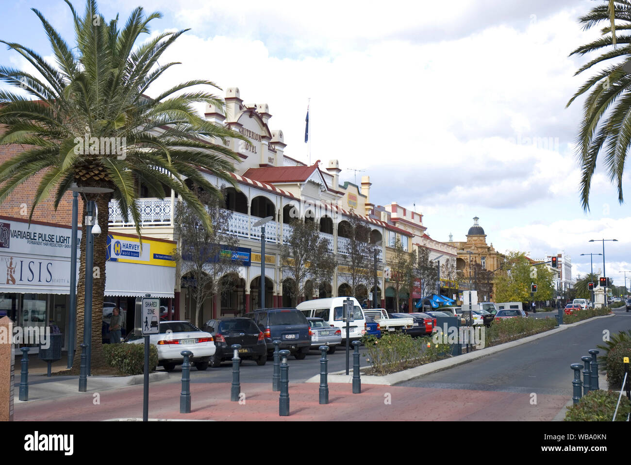 Main street lined with historic shopfronts. Warwick, Queensland, Australia Stock Photo