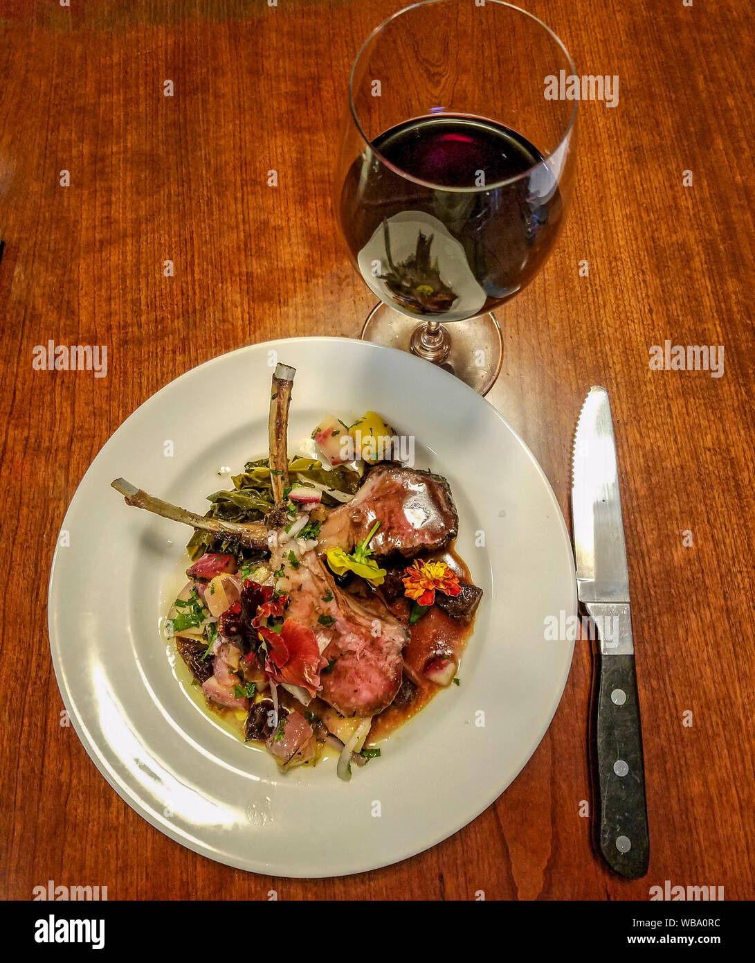 Rack of lamb served at Wine Maker Dinner at BTown Kitchen & Raw Bar in