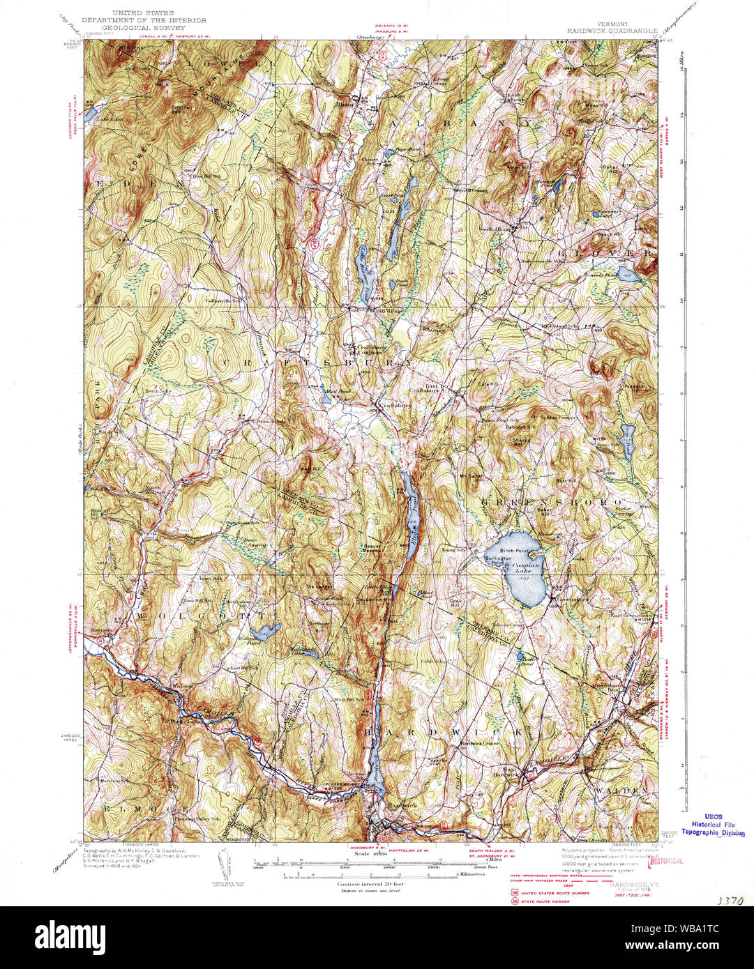 USGS Topo Map Vermont VT Hardwick 337969 1928 62500 Restoration Stock