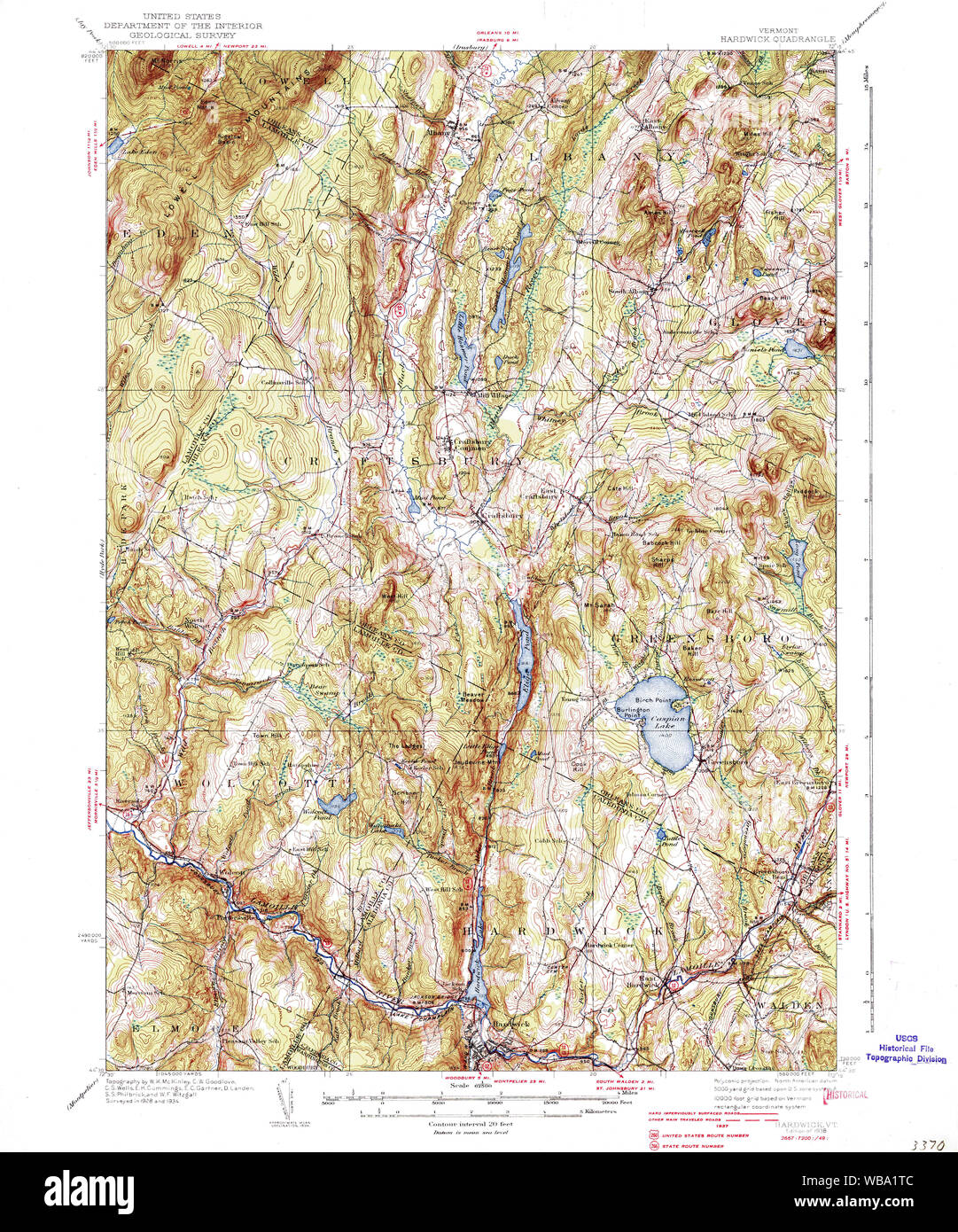 USGS Topo Map  Vermont VT Hardwick 337969 1928 62500 Restoration Stock Photo