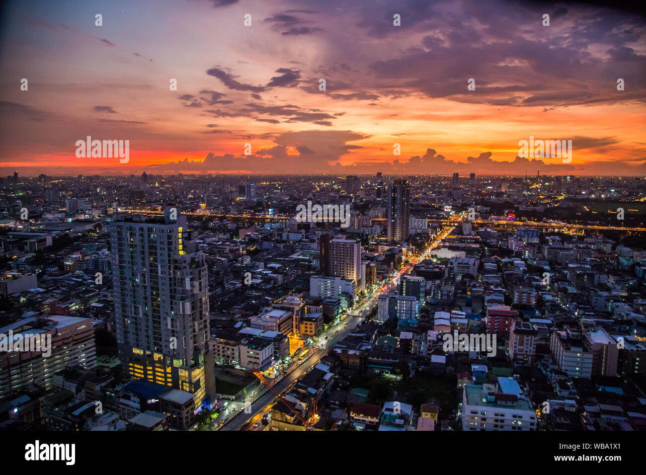 Bangkok street views by night in Thailand Stock Photo Alamy