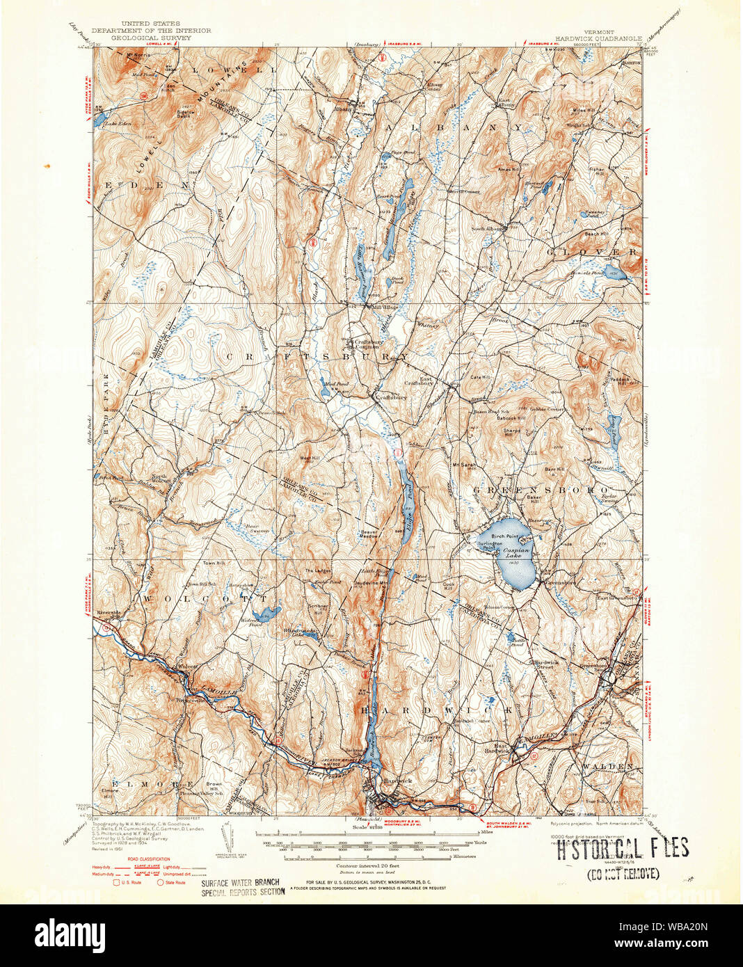 USGS Topo Map  Vermont VT Hardwick 337973 1951 62500 Restoration Stock Photo