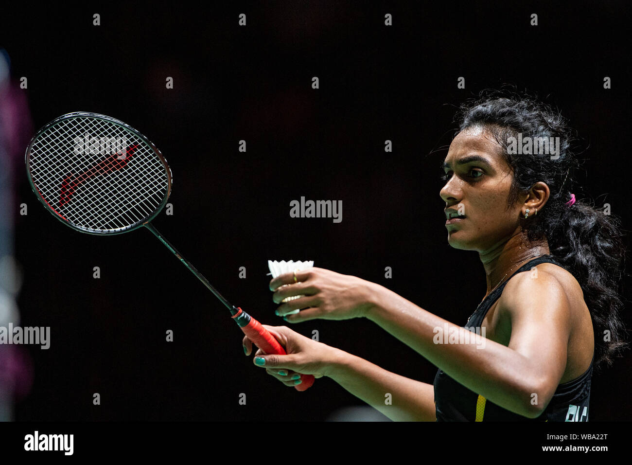 Pusarla V. Sindhu ok India during the BWF World Badminton Championships 2019, Womens Singles Final at the St