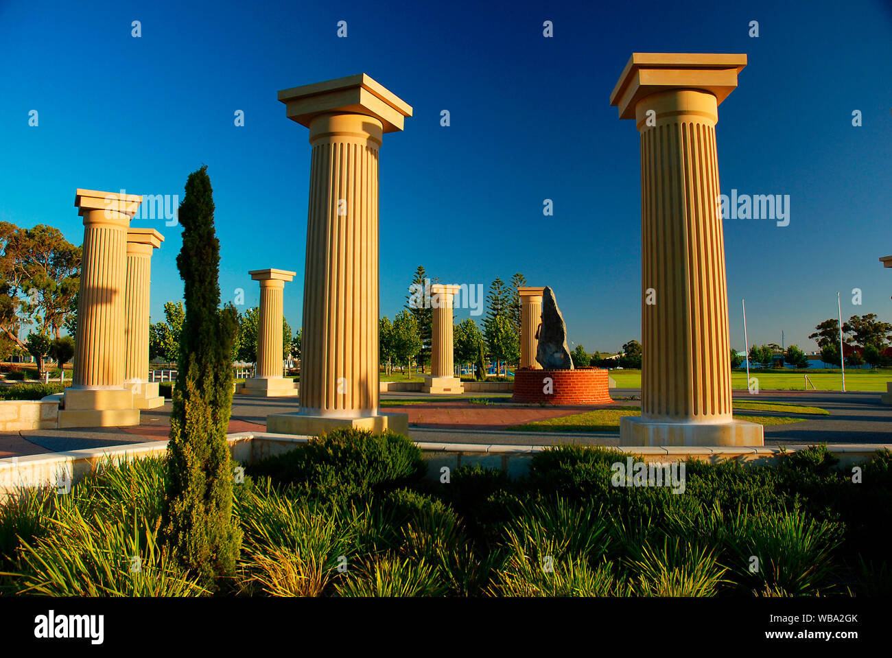 Public gardens with columns Rockingham, Western Australia Stock Photo