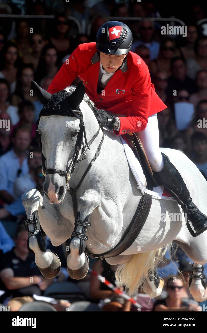 Martin Fuchs SUI with Clooney 51 during the Longines FEI Jumping European Championship 2019 on August 25 2019 in Rotterdam, Netherlands. Credit: Sander Chamid/SCS/AFLO/Alamy Live News Stock Photo