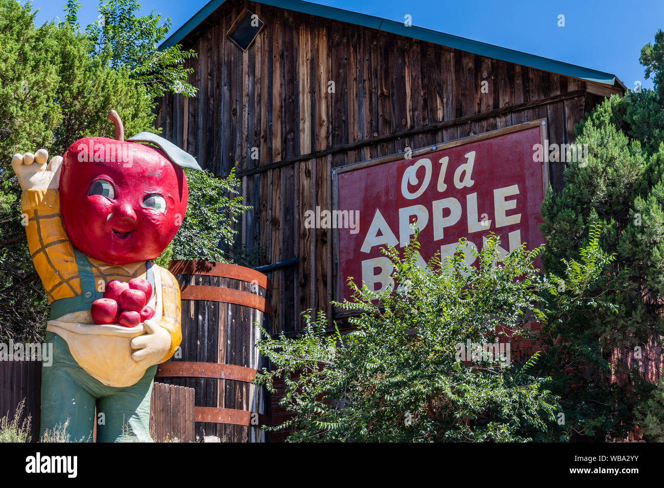 Old Apple Barn in High Rolls, New Mexico, Otero County on Highway 82 near Cloudcroft. Stock Photo