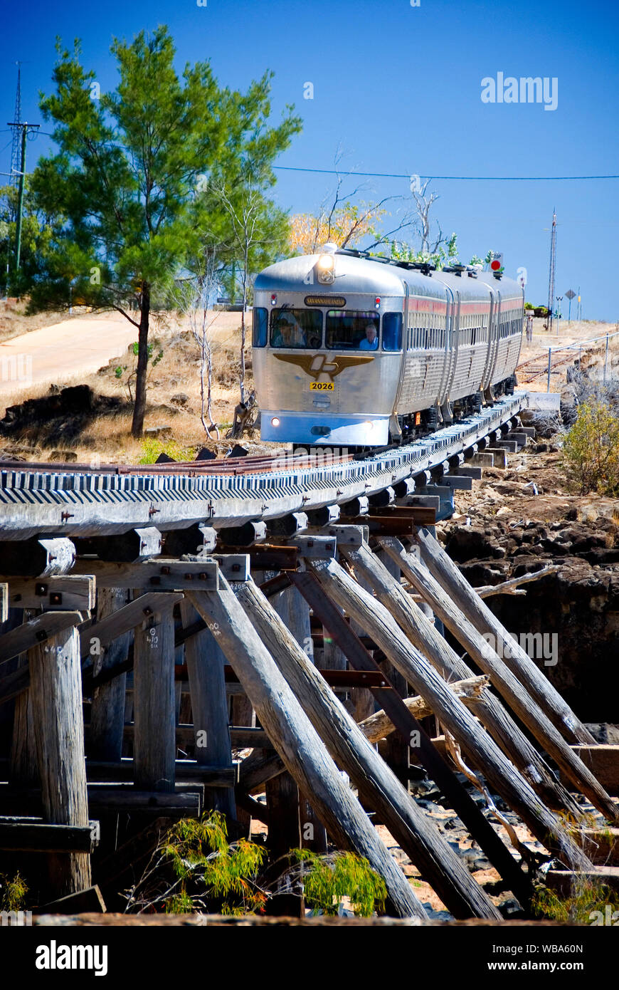 The Savannahlander A Train That Runs Weekly From Cairns To Forsayth And Back Over Four Days With Accommodation In Small Towns The Trip Is 850 Km An Stock Photo Alamy